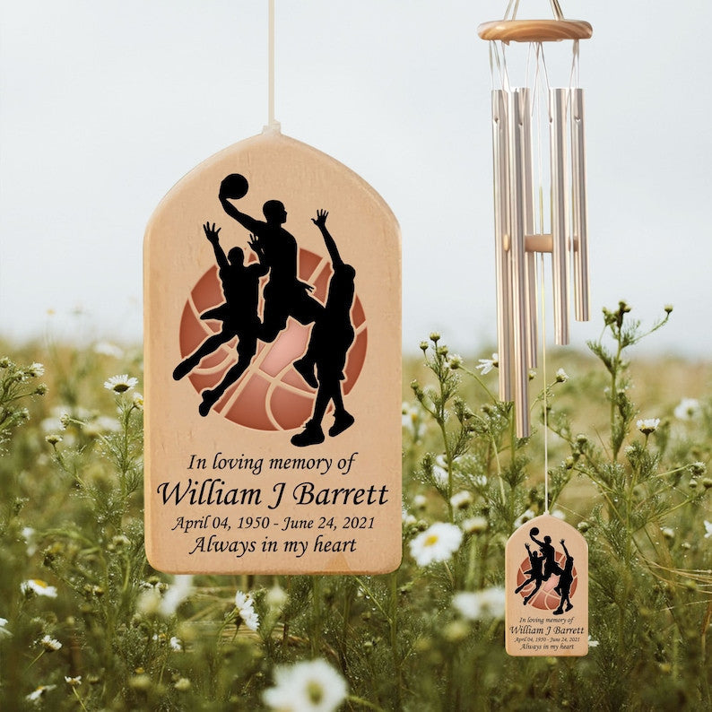 Basketball Player Team Member Memorial Personalized Wind Chime, Loss of Basketball Player, Loss Of Son Dad Sympathy Gift, Bereavement Gift