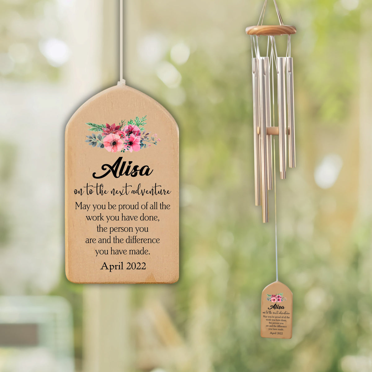 Retirement Gifts for Women, Custom Retirement Wind Chime, Retirement Party, Happy Retirement, Personalized Wood Chime, Unique Gift Ideas