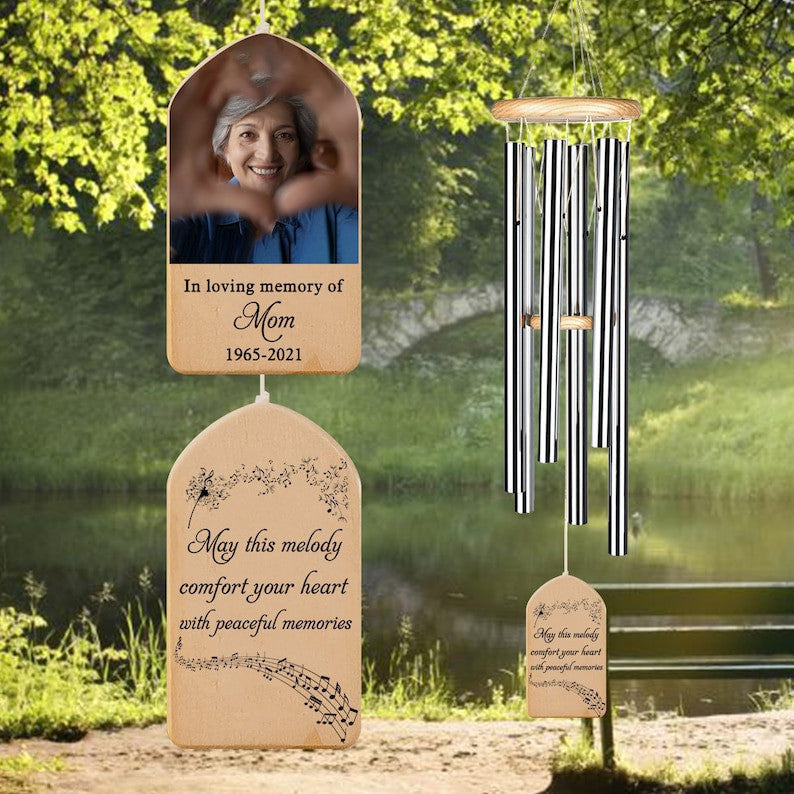 Custom Memorial Wind Chime, In Loving Memory Custom Photo Gift, Sympathy Gift, Bereavement Sympathy Loss of Mother Father, Remembrance Gift