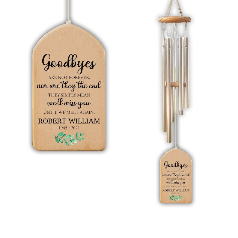 Memorial Personalized Wind Chime, Goodbye Remembrance Grief Loss Gift, Bereavement Sympathy Loss of Mother Father, Outdoor Garden Wind Chime