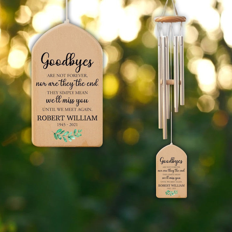Memorial Personalized Wind Chime, Goodbye Remembrance Grief Loss Gift, Bereavement Sympathy Loss of Mother Father, Outdoor Garden Wind Chime