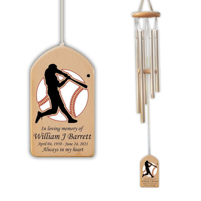 Custom Baseball Memorial Personalized Wind Chime, Loss of Baseball Player, Bereavement Gift, Sympathy Wind Chime, Garden Hanger