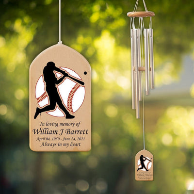 Custom Baseball Memorial Personalized Wind Chime, Loss of Baseball Player, Bereavement Gift, Sympathy Wind Chime, Garden Hanger