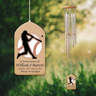 Custom Baseball Memorial Personalized Wind Chime, Loss of Baseball Player, Bereavement Gift, Sympathy Wind Chime, Garden Hanger