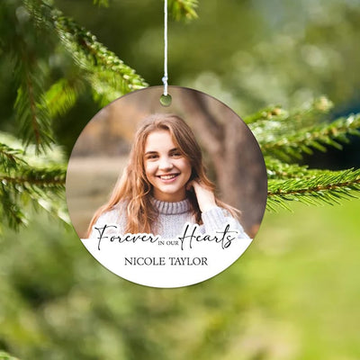 Memorial Photo Portrait Personalized Wind Chime, Forever In Our Hearts Sympathy Bereavement Gift, Loss of Mother Father Memorial Gift
