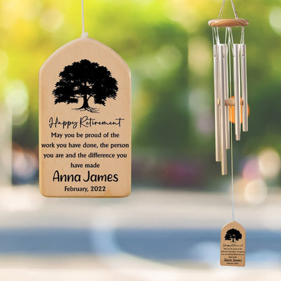 Retirement Wind Chime Gift, Personalized Gift For Retired Teacher Nurse Boss Coworkers, Retirement Gifts for Men Women, Thank you Gift