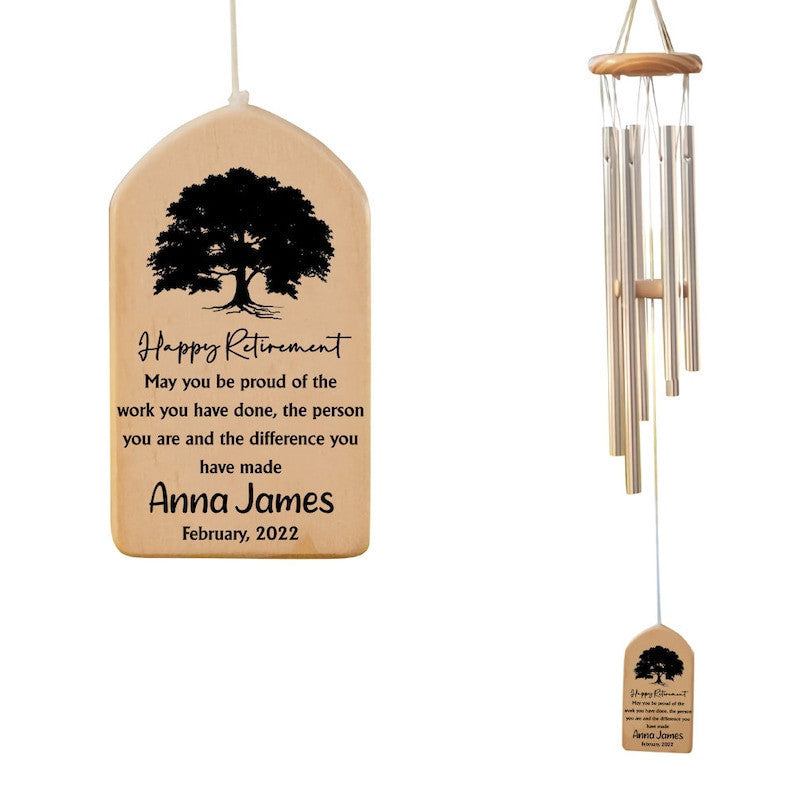 Retirement Wind Chime Gift, Personalized Gift For Retired Teacher Nurse Boss Coworkers, Retirement Gifts for Men Women, Thank you Gift