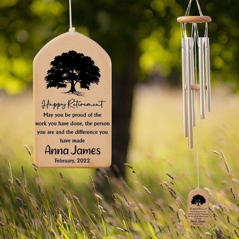 Retirement Wind Chime Gift, Personalized Gift For Retired Teacher Nurse Boss Coworkers, Retirement Gifts for Men Women, Thank you Gift