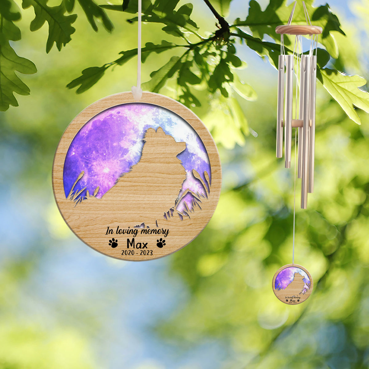 Personalized Stained Wind Chime, Stained Ornament, In Loving Memory, Sympathy Gift, Pomeranians Dogs, Pet Loss Gifts, Pomeranians Lover