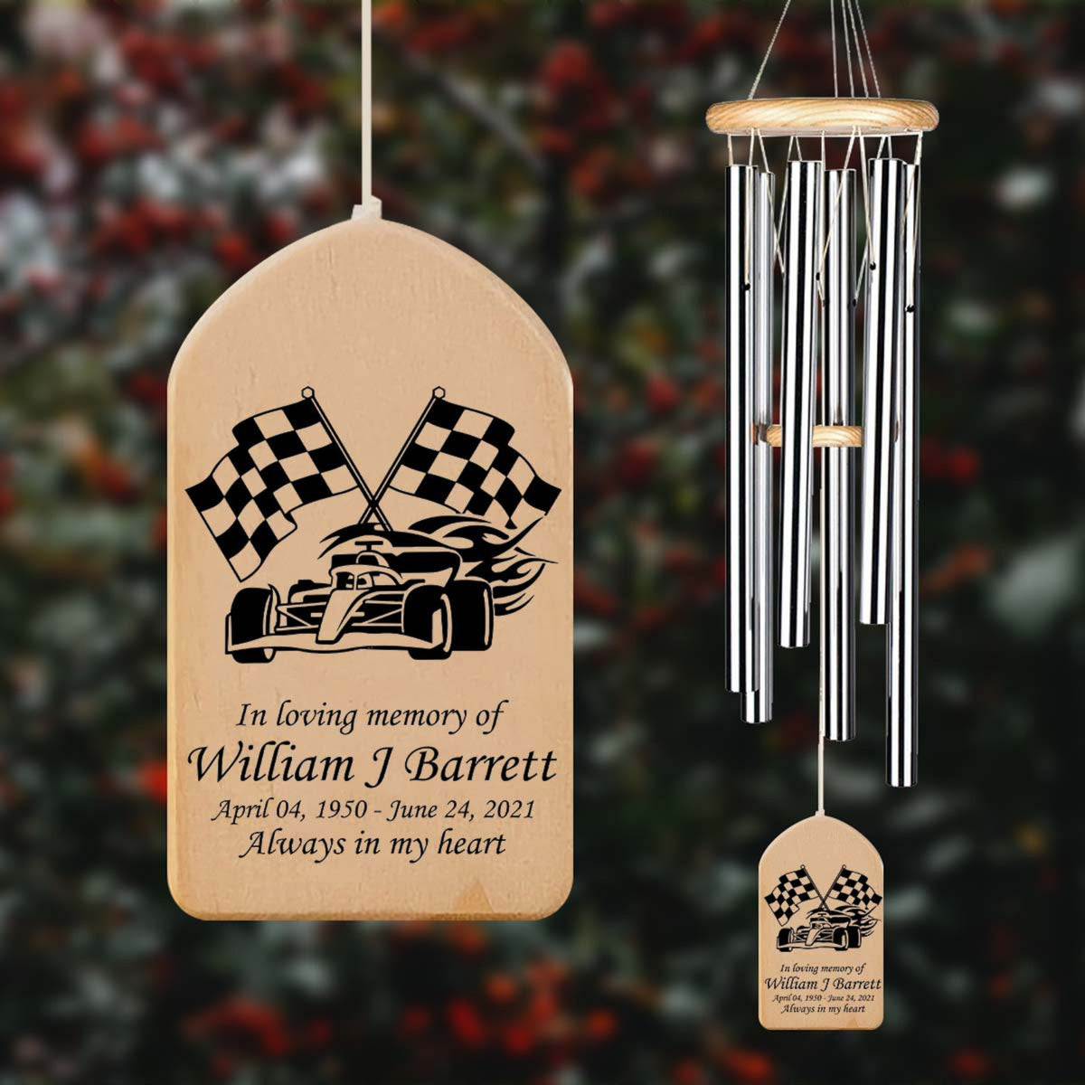 Go Kart Racer Memorial Personalized Wind Chime, Loss of Auto Racing Lover, Loss Of Son Kart Rider Sympathy Bereavement Gift In Loving Memory