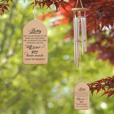 Happy Retirement Wind Chime, Personalized Retirement Celebration Gift, Difference You Have Made Sign, Retired Boss Teacher Nurse Gift
