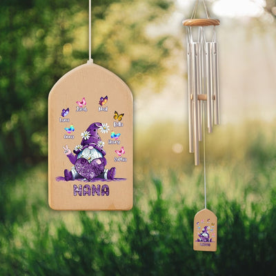 Personalized Wind Chimes Gift, Grandma Gift Chime, Mother's Day Gift, Custom Gnome Wind Chime, Grandparent's Day Gift, Gift for Grandma Nana