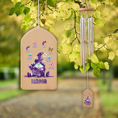 Personalized Wind Chimes Gift, Grandma Gift Chime, Mother's Day Gift, Custom Gnome Wind Chime, Grandparent's Day Gift, Gift for Grandma Nana