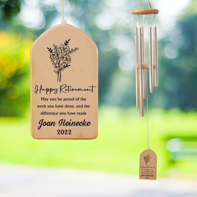 Retirement Wind Chime, Personalized Gift For Retired Teacher Nurse Doctor Mentor, Thank you Retirement Gift for Women, Happy Retirement