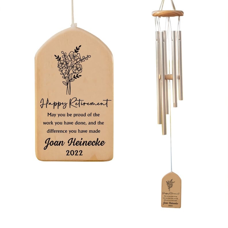 Retirement Wind Chime, Personalized Gift For Retired Teacher Nurse Doctor Mentor, Thank you Retirement Gift for Women, Happy Retirement