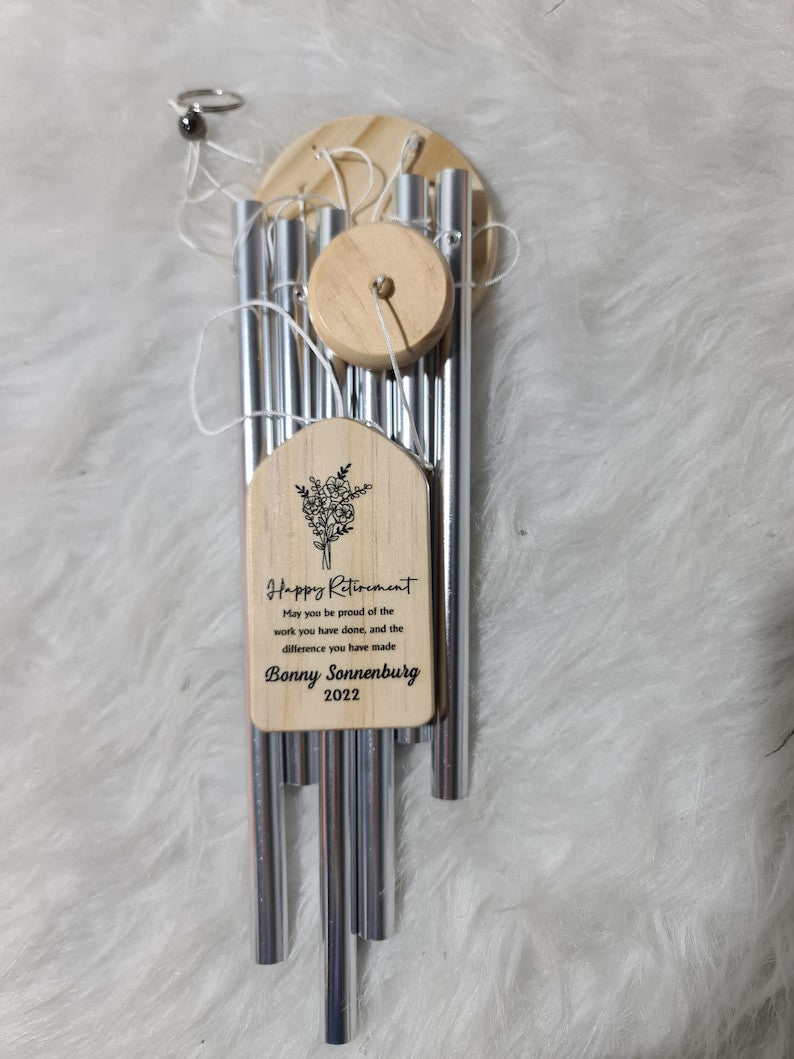 Retirement Wind Chime, Personalized Gift For Retired Teacher Nurse Doctor Mentor, Thank you Retirement Gift for Women, Happy Retirement