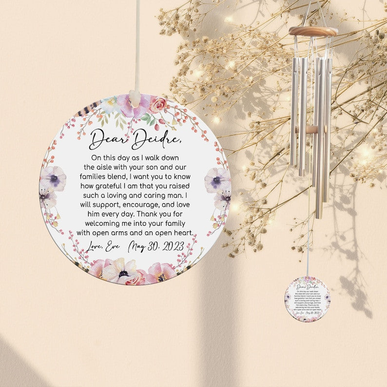 Mother of the Groom Gift from Bride Floral Wind Chime, Mother in Law Wedding Gift from Daughter in Law, Wedding Keepsake, Custom Wind Chime