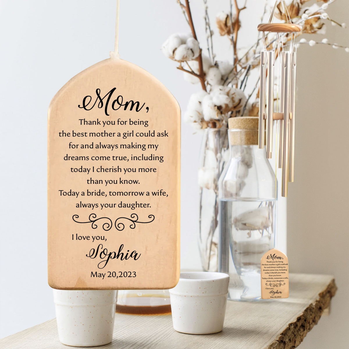 Mother of the Bride Gift Wind Chime, Today A Bride Tomorrow A Wife Forever Your Daughter, Thank You Mom, Wedding Gift, Mother'ss Day Gift