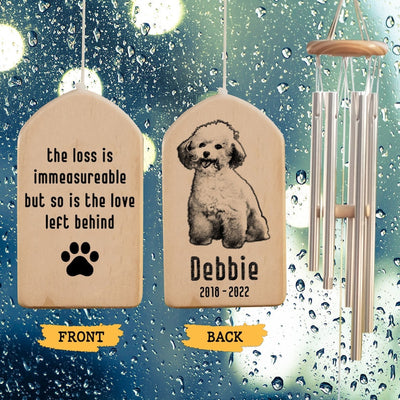Custom Pet Dog Memorial Wind Chime, Dog Wind Chime, Dog Pet Loss, The Loss Is Immeasurable, Pet Memorial Wind Chime,Pet Sympathy Bereavement
