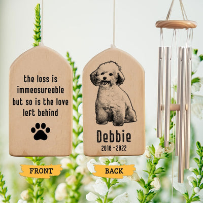 Custom Pet Dog Memorial Wind Chime, Dog Wind Chime, Dog Pet Loss, The Loss Is Immeasurable, Pet Memorial Wind Chime,Pet Sympathy Bereavement