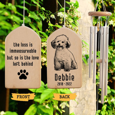 Custom Pet Dog Memorial Wind Chime, Dog Wind Chime, Dog Pet Loss, The Loss Is Immeasurable, Pet Memorial Wind Chime,Pet Sympathy Bereavement