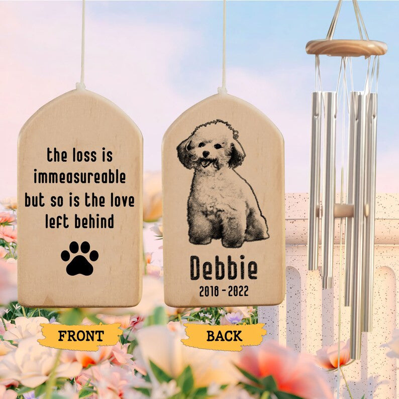 Custom Pet Dog Memorial Wind Chime, Dog Wind Chime, Dog Pet Loss, The Loss Is Immeasurable, Pet Memorial Wind Chime,Pet Sympathy Bereavement