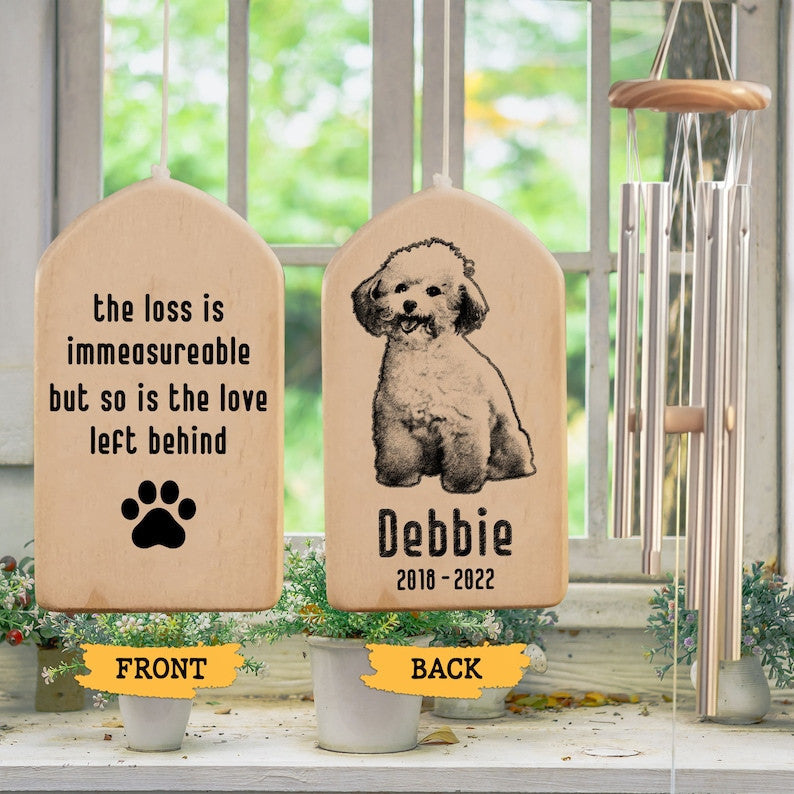 Custom Pet Dog Memorial Wind Chime, Dog Wind Chime, Dog Pet Loss, The Loss Is Immeasurable, Pet Memorial Wind Chime,Pet Sympathy Bereavement