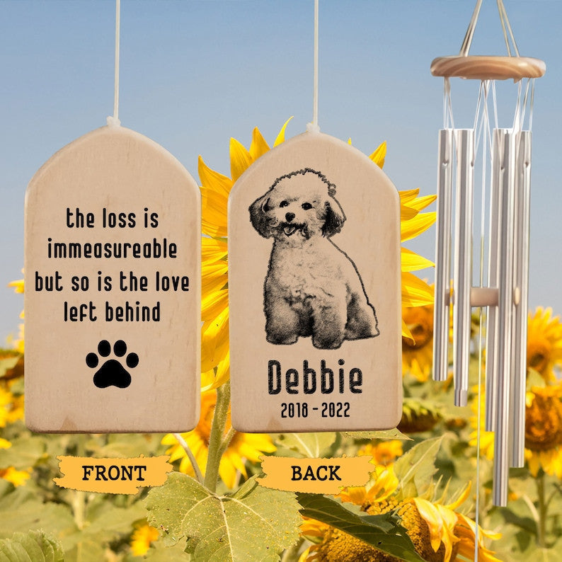 Custom Pet Dog Memorial Wind Chime, Dog Wind Chime, Dog Pet Loss, The Loss Is Immeasurable, Pet Memorial Wind Chime,Pet Sympathy Bereavement