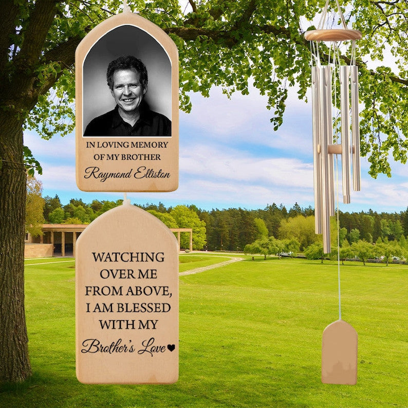Brother Memorial Personalized Wind Chime, In Loving Memory Custom Photo Gift, Bereavement Sympathy Loss Of Brother Gift In Memory of Brother