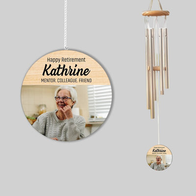 Personalized Photo Retirement Wind Chime, Thank you Gift For Retired Teacher Nurse Co-worker Colleague Mentor, Retirement Gift for Woman