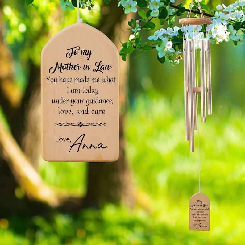 To my Mother in Law Gift, Personalized Wind Chime for Mom-in-law, Thank you Mom Gift from Daughter in law, Wedding Keepsake, Gift for Mom