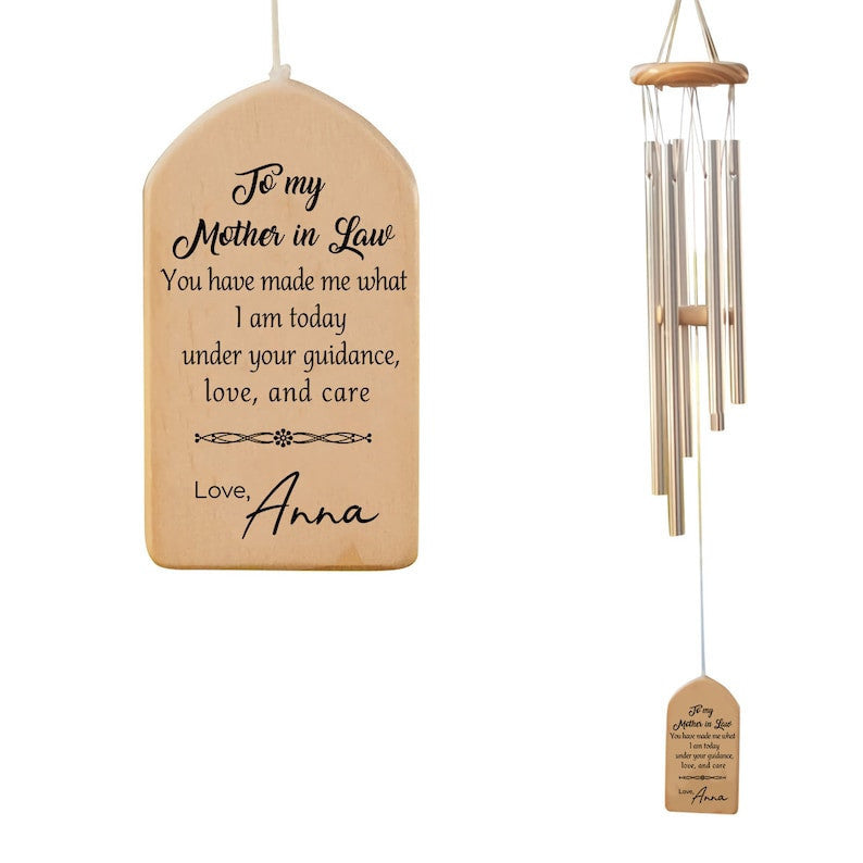 To my Mother in Law Gift, Personalized Wind Chime for Mom-in-law, Thank you Mom Gift from Daughter in law, Wedding Keepsake, Gift for Mom