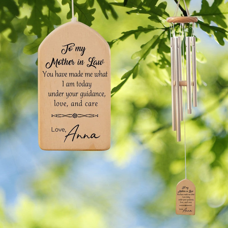 To my Mother in Law Gift, Personalized Wind Chime for Mom-in-law, Thank you Mom Gift from Daughter in law, Wedding Keepsake, Gift for Mom