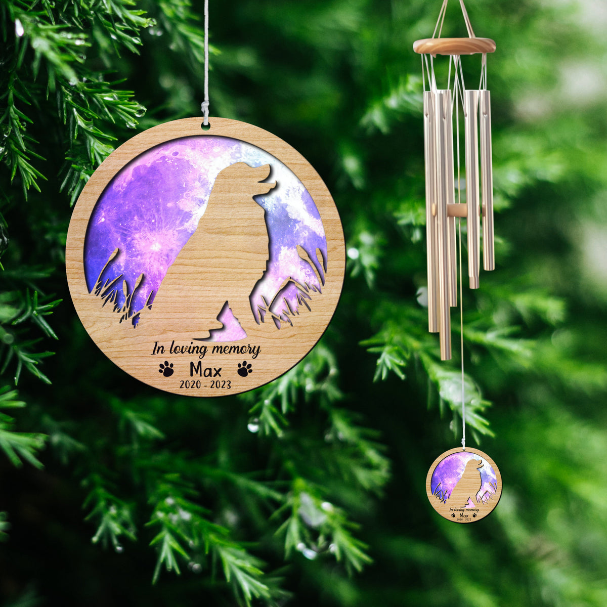 Personalized Stained Wind Chime, Stained Ornament, In Loving Memory, Sympathy Gift, Bernese Mountain Dogs, Pet Loss Gifts, Dog Lover
