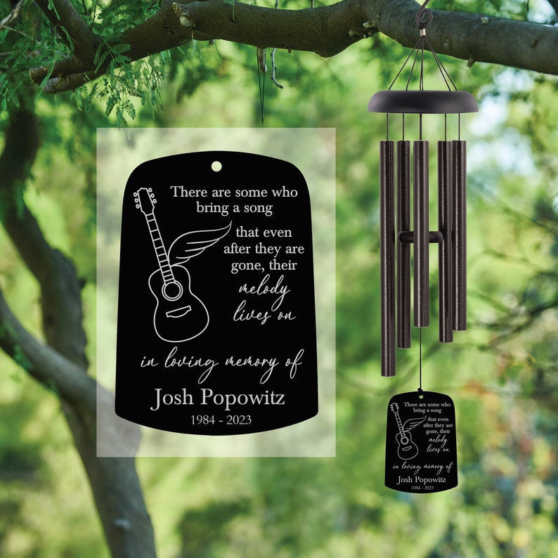 Memorial Guitar Wind Chime | Musician Memorial Gift | Guitar Wind Chime | Rock N Roll Remembrance Gift | Sympathy Gifts for Musical Person