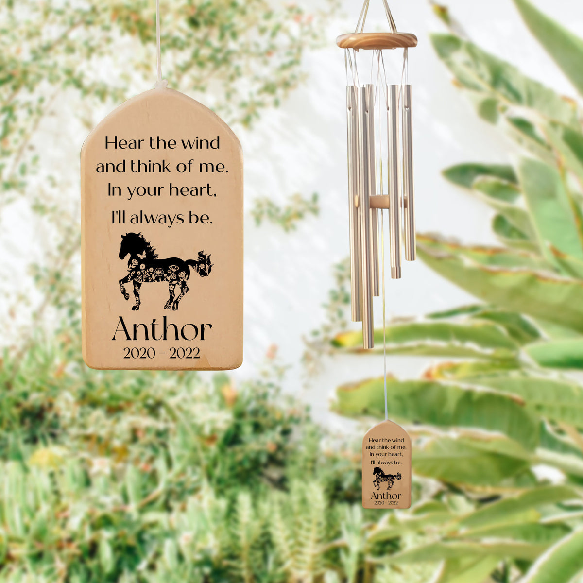 Horse Memorial Wind Chime, Horse Loss Gift, Floral Horse Pet Sympathy Bereavement Gift, Horse Memorial Gift, Personalized Horse Wind Chime