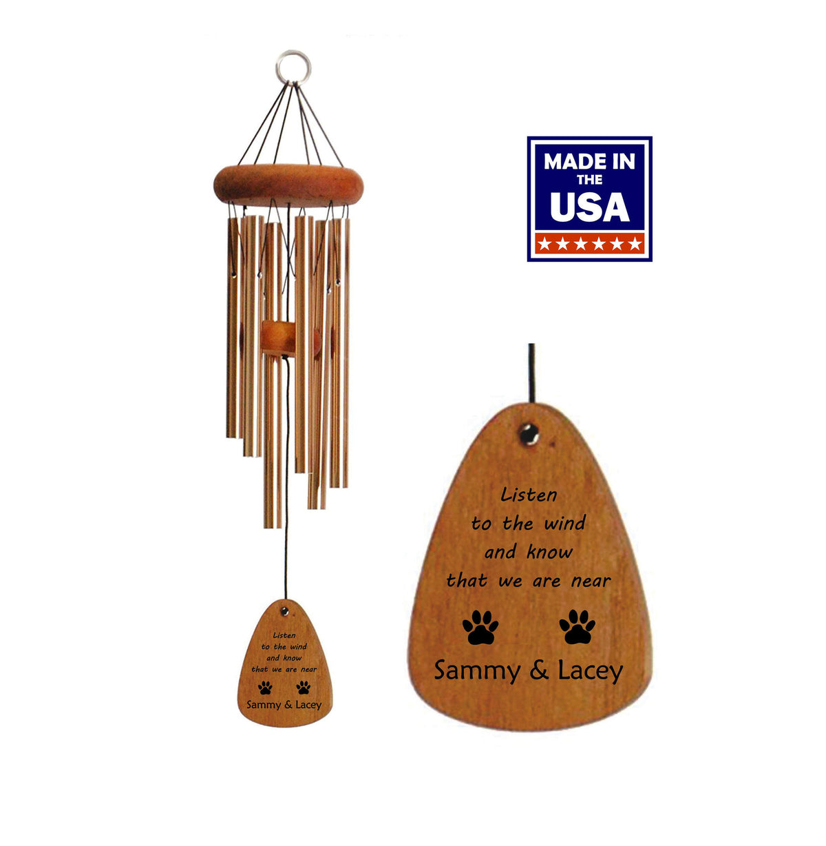 Loss Of Two Dogs Memorial Chime, Listen To The Wind - 2 Dogs, Sympathy Gift, Loss Of Two Pets, Loss Of Dog Memorial Wind Chime