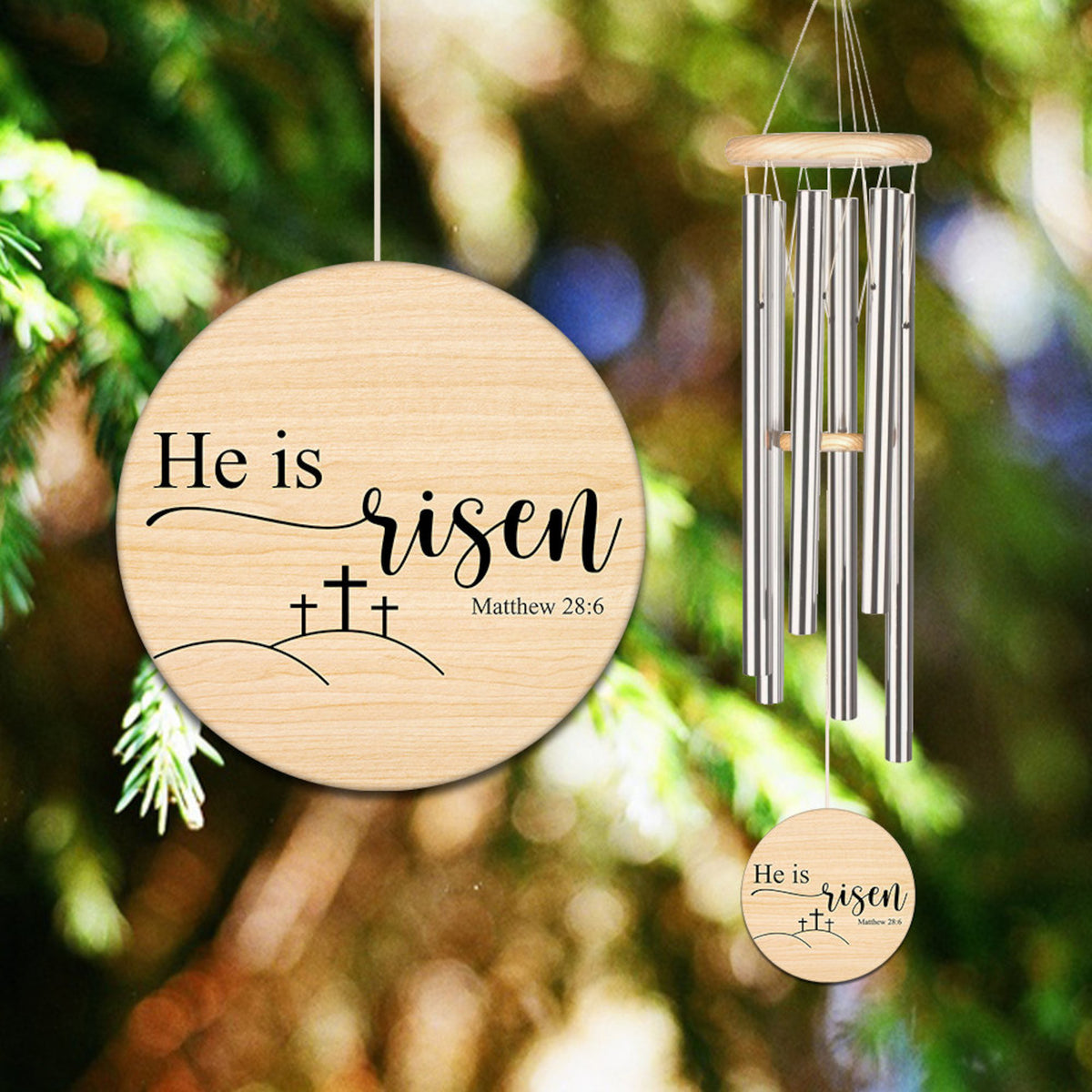 He is Risen Wind Chime, Easter Resurrection Scene, Easter Decoration, Faith Christian Gift, Christ is Risen, Farmhouse Easter Wind Chime
