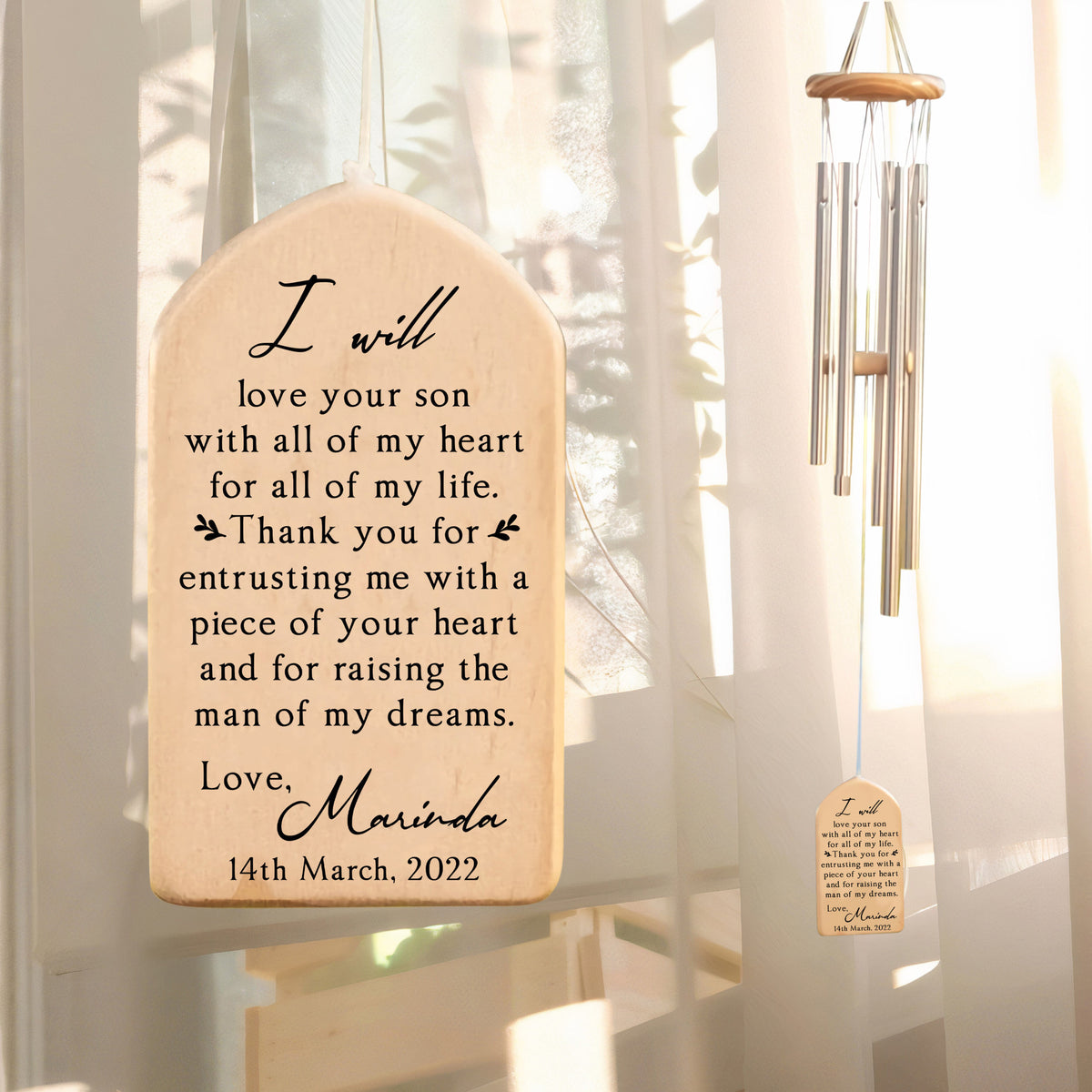 Personalized Mother of Groom Wind Chime Wedding Gift, Mother of the Groom Gift from Bride, Thank you Future Mother in law, Wedding Keepsake
