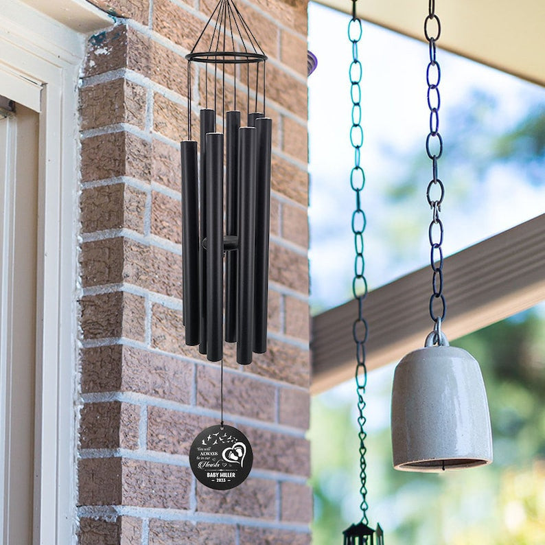 Personalized Memorial Wind Chimes Outdoor Big Deep Sound, Custom Engraved Wind Chimes in Memory of Loved Ones,Custom Memorial Gifts