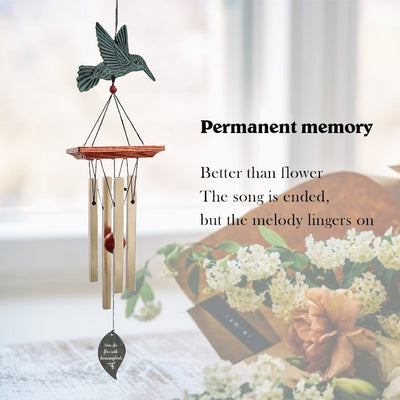 Hummingbird Memorial Wind Chimes,Now She Flies With Hummingbird,Custom Gift After Loss Of Mom or Loved One,Sympathy/Memorial Tribute Gift