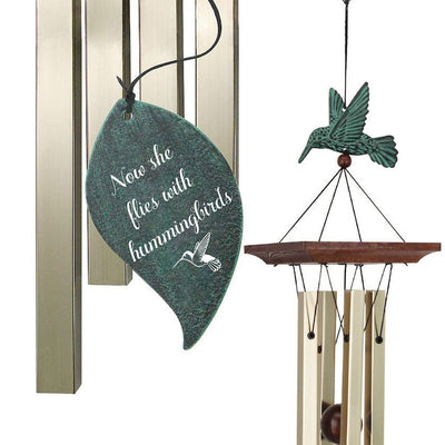 Hummingbird Memorial Wind Chimes,Now She Flies With Hummingbird,Custom Gift After Loss Of Mom or Loved One,Sympathy/Memorial Tribute Gift