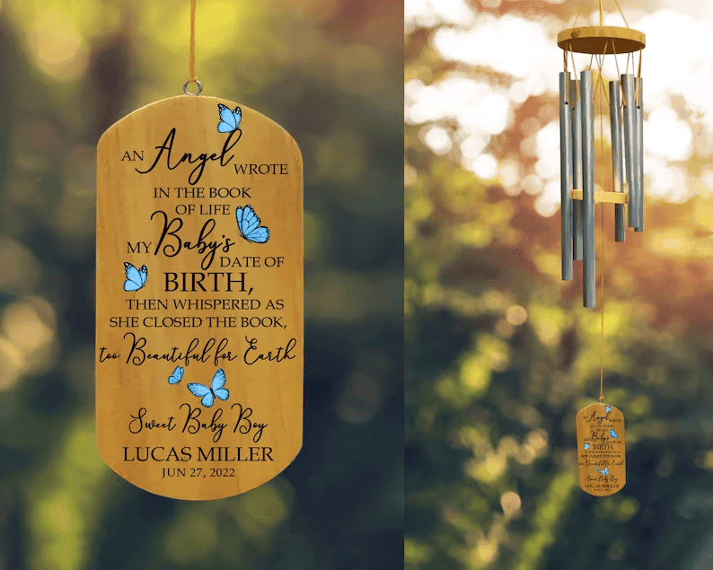 Memorial Wind Chimes, Miscarriage Memorial Gift, Baby Angel Chimes, Baby Loss Sympathy Gift, Pregnancy Loss Wind Chime, Infant Loss