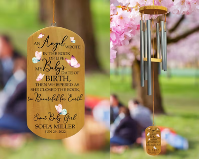 Memorial Wind Chimes, Miscarriage Memorial Gift, Baby Angel Chimes, Baby Loss Sympathy Gift, Pregnancy Loss Wind Chime, Infant Loss