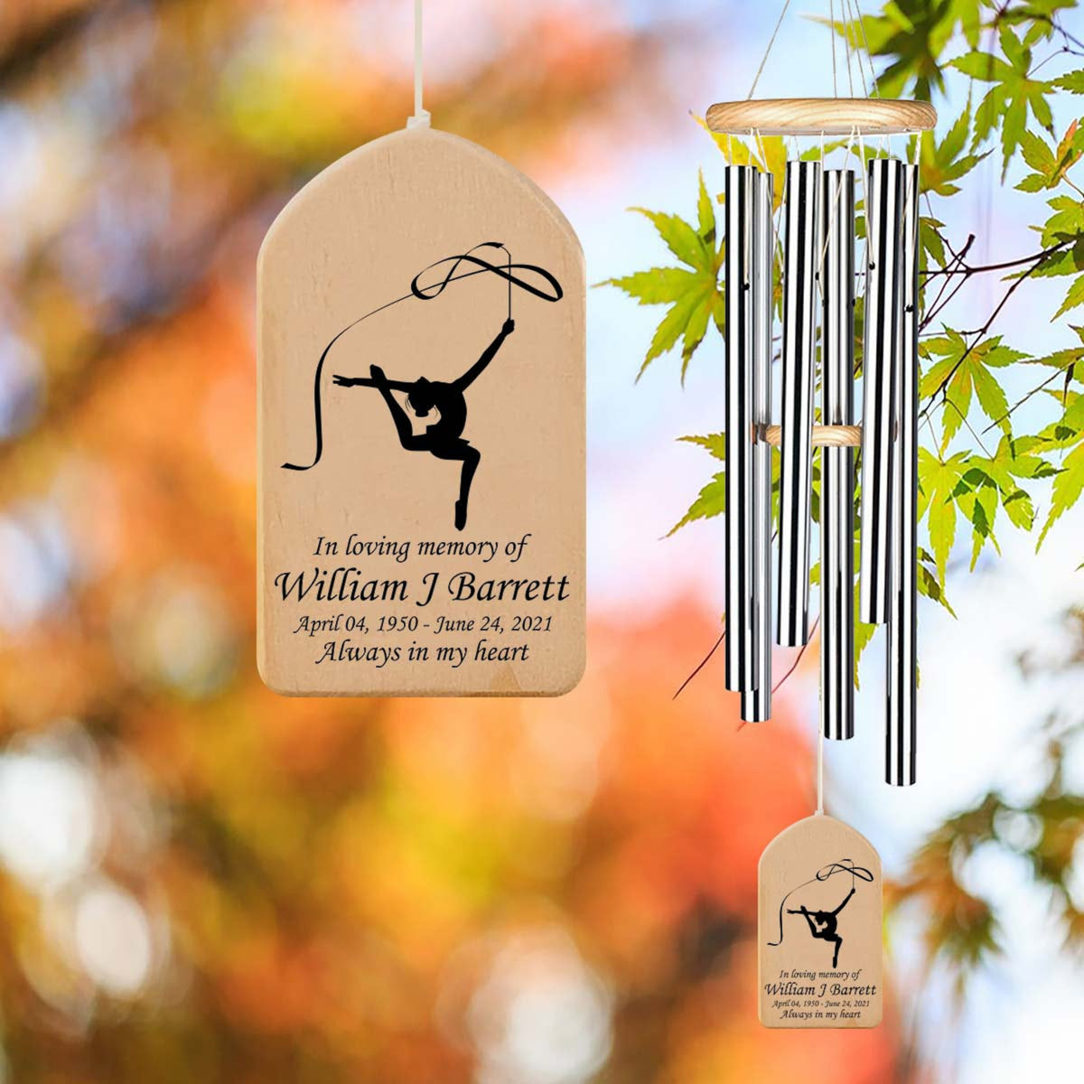 Custom Memorial Wind Chime, Gymnastics Wind Chime, Gymnastics athlete loss, Garden Decor, Custom Name, Sympathy Wind Chime, Gymnastics