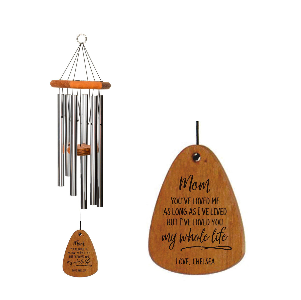 Mother's Day Wind Chime-Silver, Mom I've Loved You My Whole Life Wind Chime, Gift For Mom, Mother's Day Gift,Mother's Day Wind Chime Memorial Wind Chime
