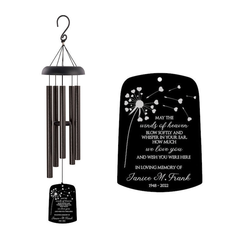 Scattered Dandelion Memorial Wind Chime | Winds of Heaven Sympathy Wind Chime | Personalized Memorial Wind Chime | Bereavement Chime Gift
