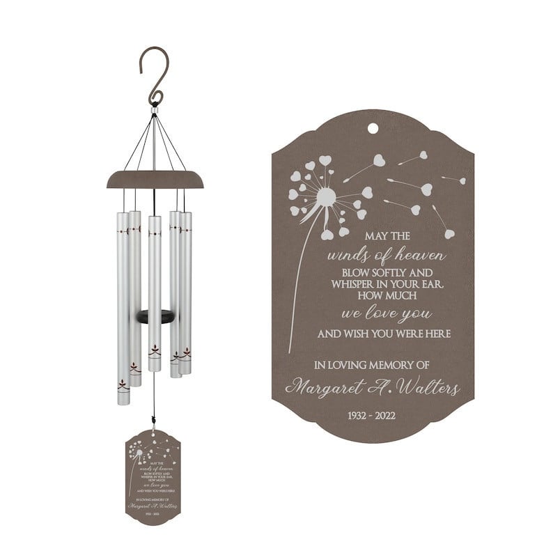 Scattered Dandelion Memorial Wind Chime | Winds of Heaven Sympathy Wind Chime | Personalized Memorial Wind Chime | Bereavement Chime Gift