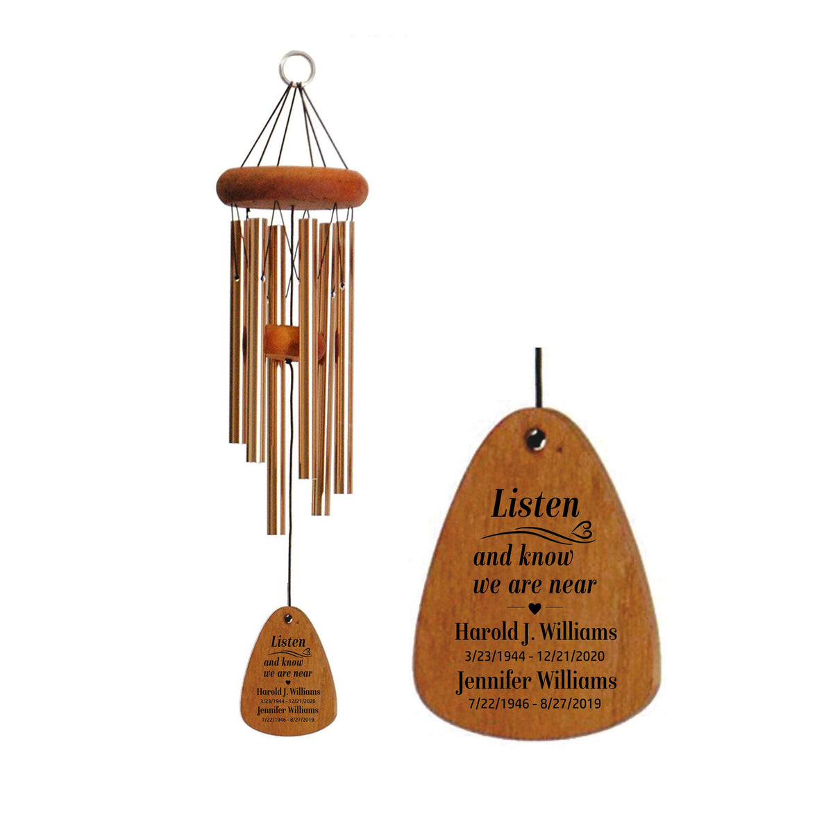 Memorial Gift, Loss Of Parents, Listen And Know, Sympathy Gift, Bereavement Gift, Loss Of Two Loved Ones Memorial Wind Chime