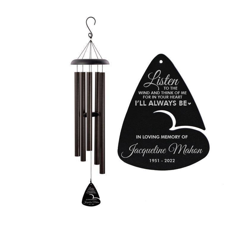 Memorial Wind Chime Gift | Listen to the Wind Personalized Wind Chime | Sympathy Wind Chime | Memorial Gifts | Bereavement Wind Chime Gift